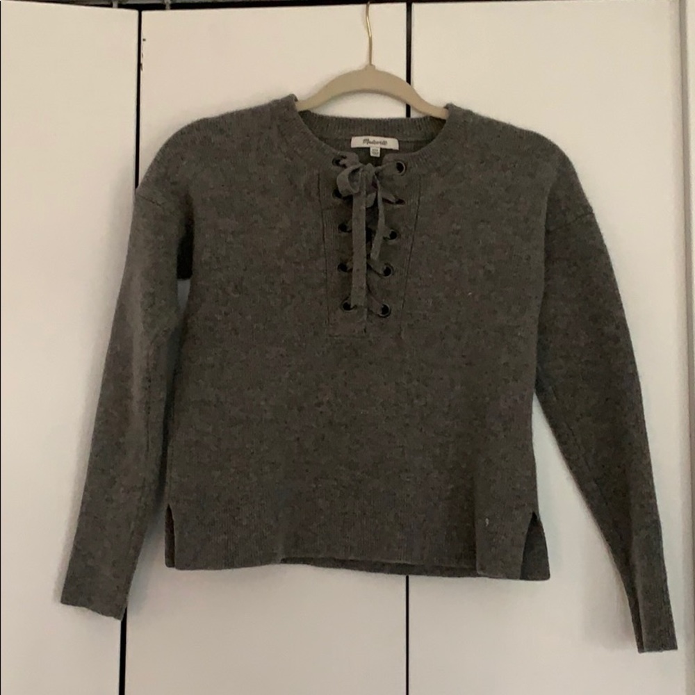 Wool Lace Up Madewell Sweater!
